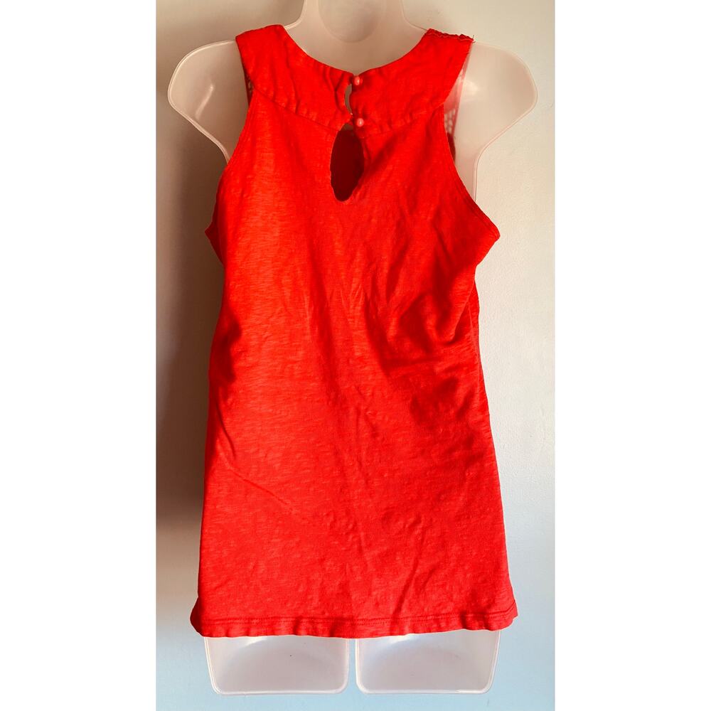 Vintage Y2K Sleeveless Top Women's Medium Orange Floral Crochet Granola Boho - Picture 2 of 7